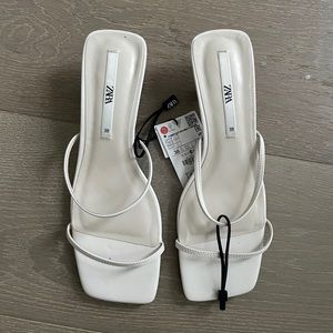 Zara ivory kitten heel sandals